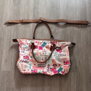Accessorize London-Themed Travel Bag with Brown Accents